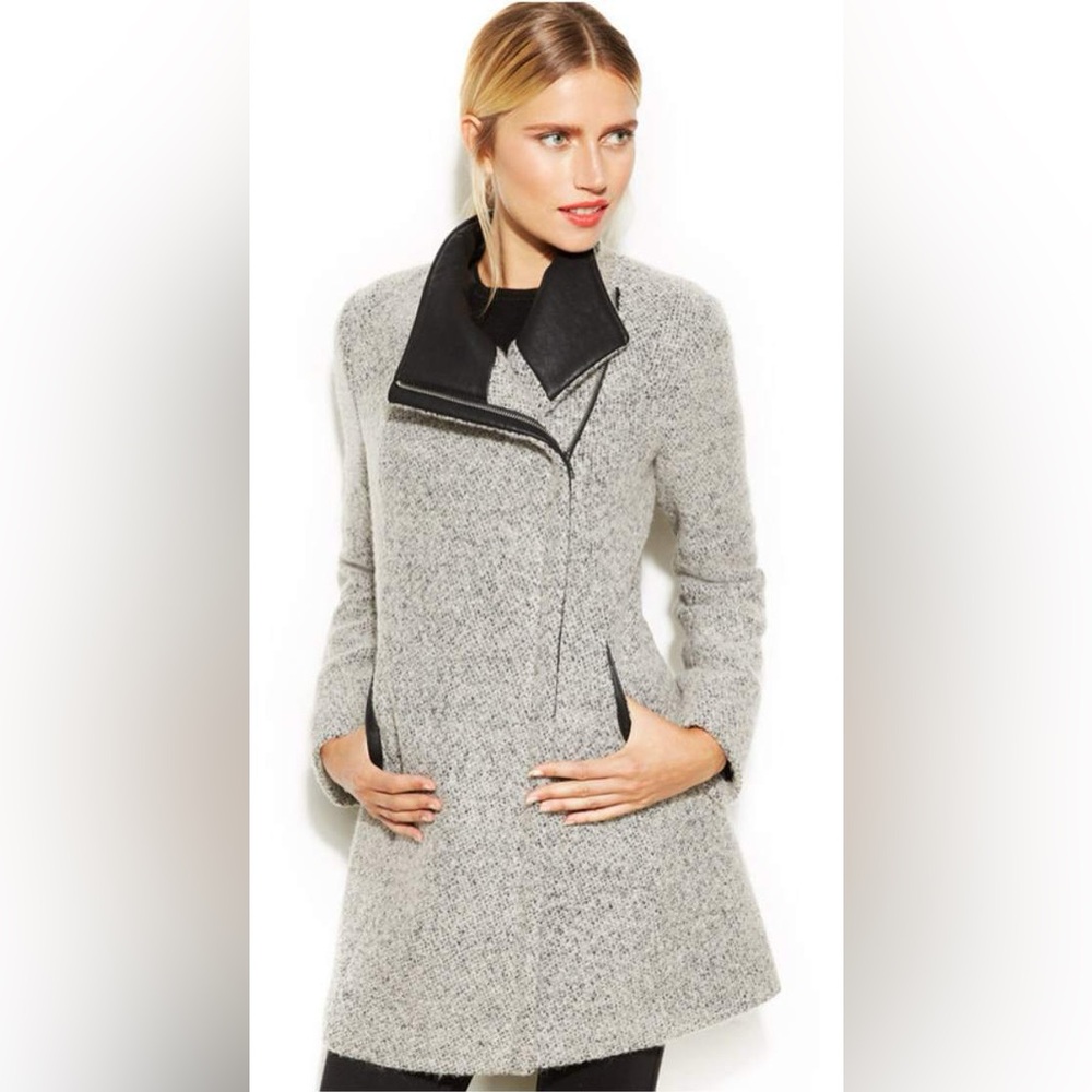 Calvin Klein Women's Gray‎ Wool Blend Asymmetrical  Peacoat Gray Size 6